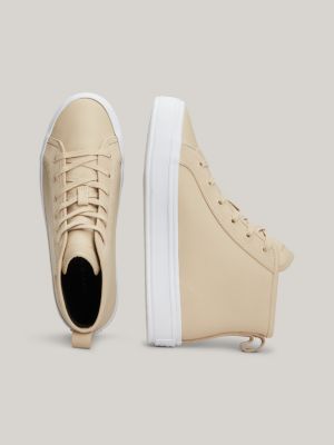 Beige high outlet top sneakers