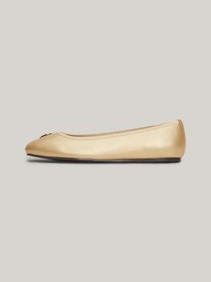 ballerine in pelle metallizzata oro da donne tommy hilfiger