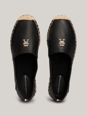 Smooth Leather Flat Espadrilles Black Tommy Hilfiger