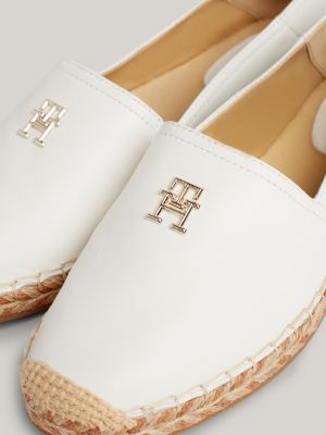 Smooth Leather Flat Espadrilles | White | Tommy Hilfiger