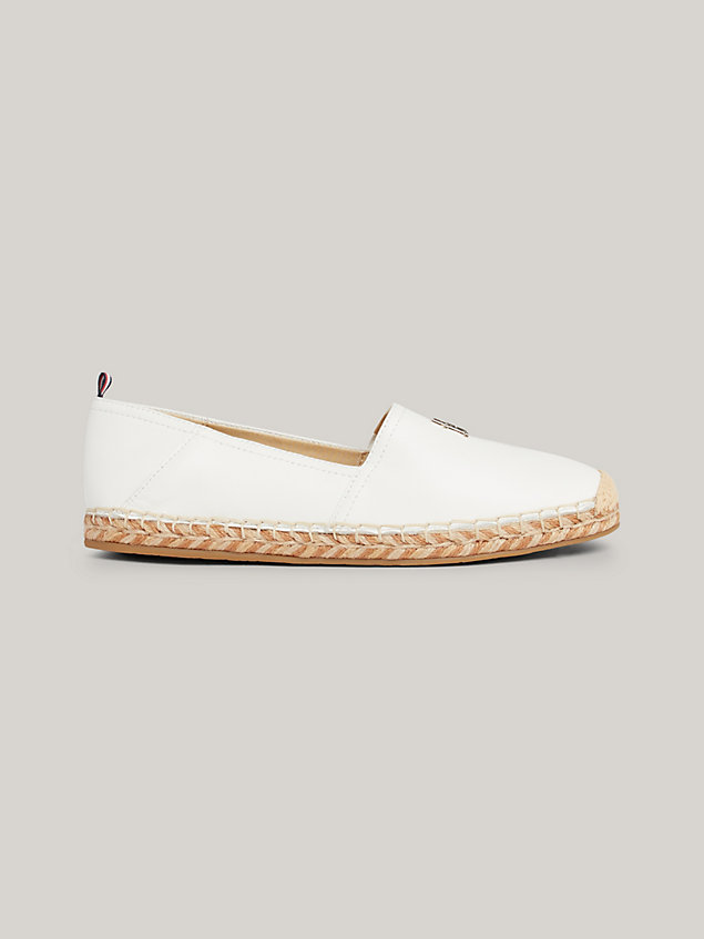 white smooth leather flat espadrilles for women tommy hilfiger