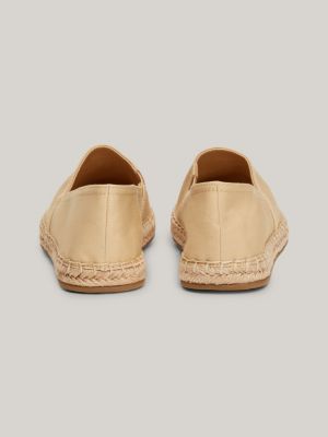 espadrillas basse con monogramma ricamato beige da donne tommy hilfiger