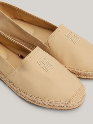 espadrillas basse con monogramma ricamato beige da donne tommy hilfiger