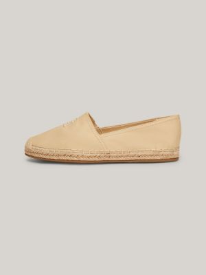 espadrillas basse con monogramma ricamato beige da donne tommy hilfiger