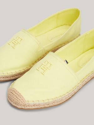 espadrillas basse con monogramma ricamato giallo da donne tommy hilfiger