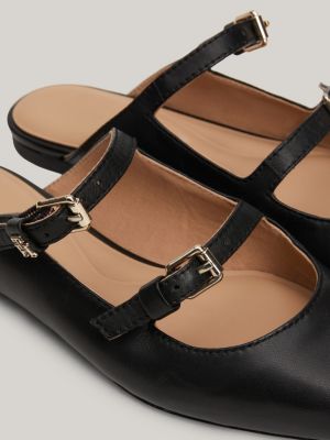 mule stile ballerina a punta in pelle nero da donne tommy hilfiger