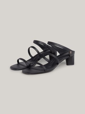 Black caged sandals mid heel sale