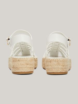 sandali espadrillas in pelle con plateau bianco da donne tommy hilfiger