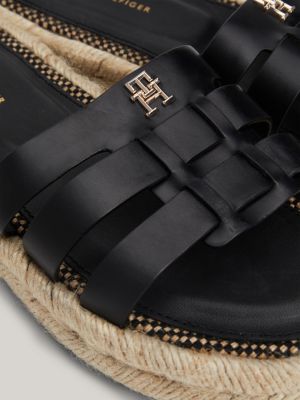 espadrillas in pelle con fascette nero da donne tommy hilfiger