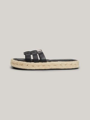 espadrillas in pelle con fascette nero da donne tommy hilfiger