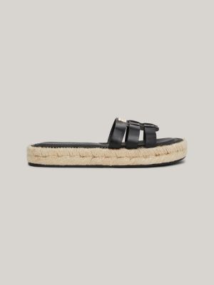 espadrillas in pelle con fascette black da donne tommy hilfiger