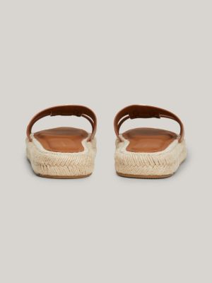 espadrillas in pelle con fascette marrone da donne tommy hilfiger