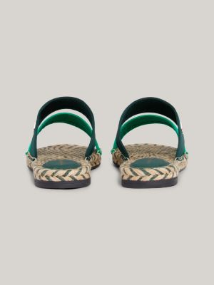 Satin Strap Flat Espadrille Sandals | Green | Tommy Hilfiger