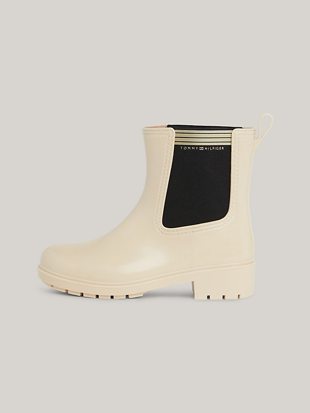 beige essential cleat block heel rain boots for women tommy hilfiger