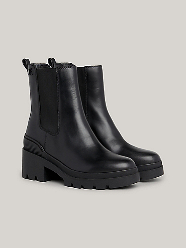 Casual Leather Ankle Boots | Black | Tommy Hilfiger