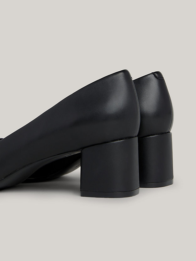 TH Monogram Leather Block Heel Shoes | Black | Tommy Hilfiger