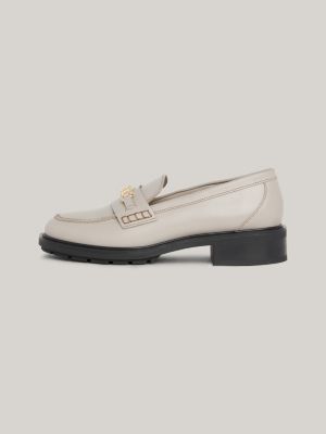 Womens gray leather on sale loafers