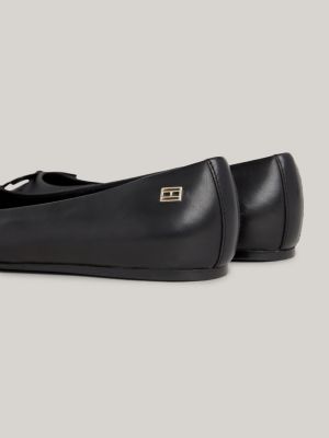 Essential Leather Flag Plaque Ballerinas | Black | Tommy Hilfiger