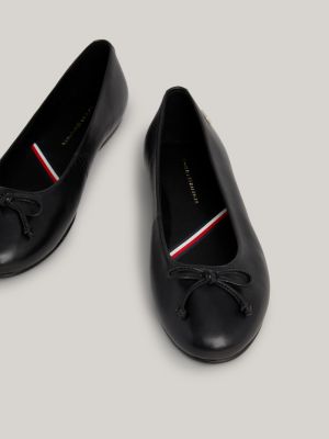 Essential Leather Flag Plaque Ballerinas | Black | Tommy Hilfiger