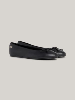 Essential Leather Flag Plaque Ballerinas | Black | Tommy Hilfiger