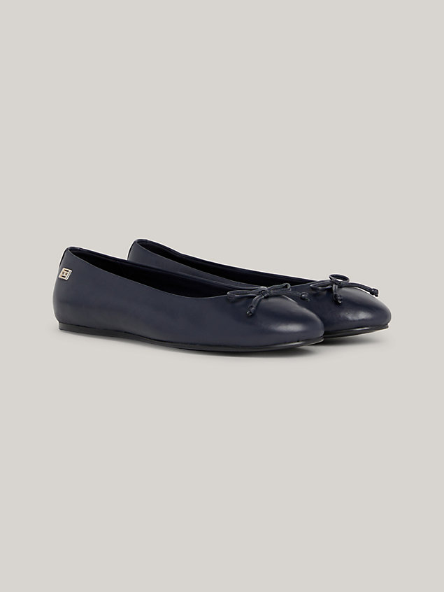 blue essential leather flag plaque ballerinas for women tommy hilfiger