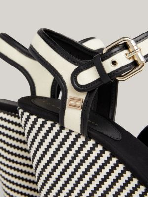 Tommy hilfiger platform on sale sandals black and white