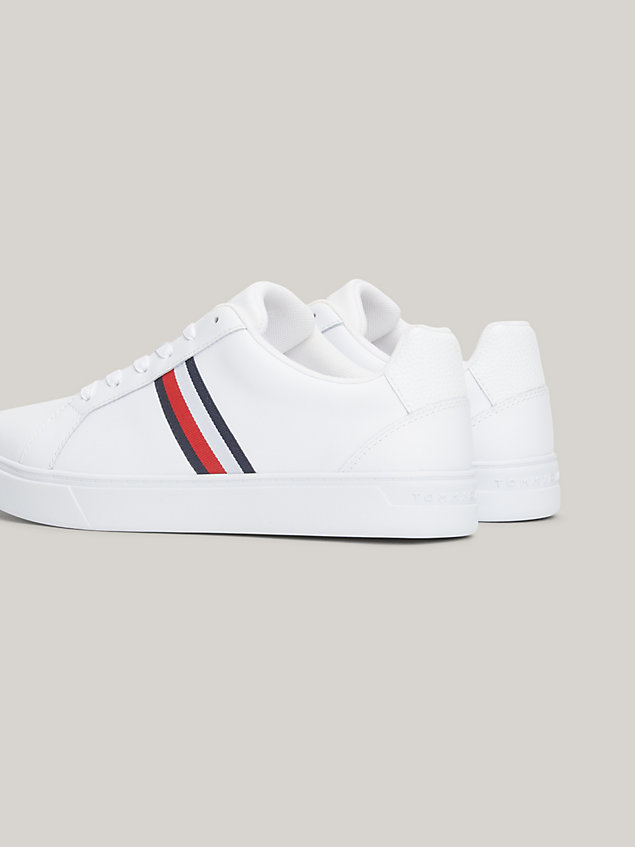white essential leather signature tape court trainers for women tommy hilfiger