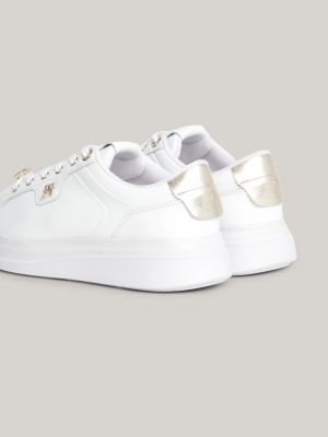 Leather TH Monogram Court Trainers | White | Tommy Hilfiger