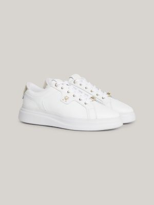 Leren sneaker met TH monogram Wit Tommy Hilfiger