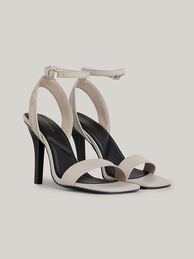 grey stiletto-sandale aus leder mit knöchelriemen für damen - tommy hilfiger