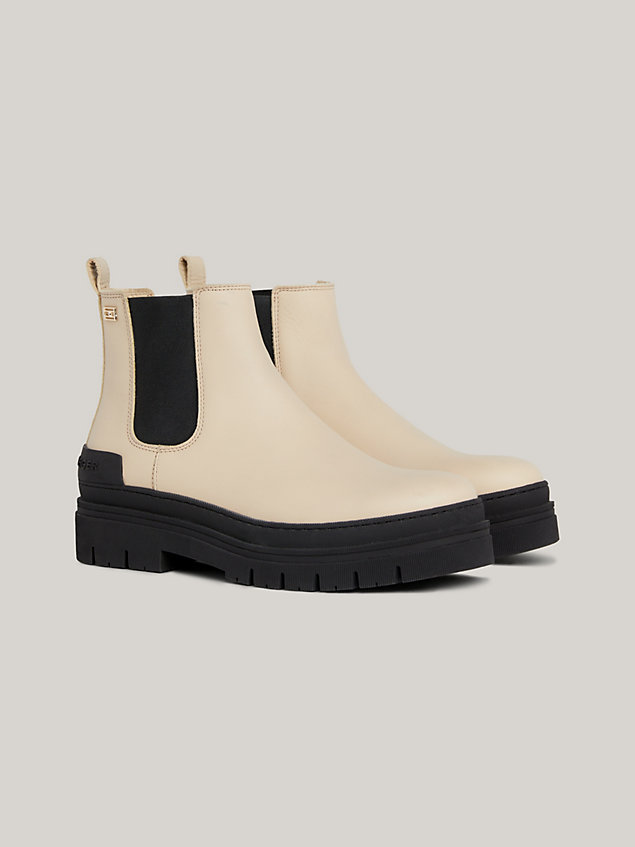 beige casual leather ankle boots for women tommy hilfiger