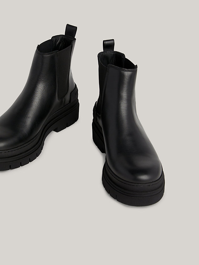 black casual leather ankle boots for women tommy hilfiger