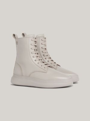 Leather Flat Mid Boot | Grey | Tommy Hilfiger