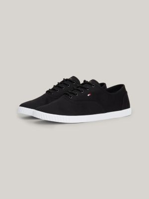 sneakers essential in tela con bandierina nero da donne tommy hilfiger