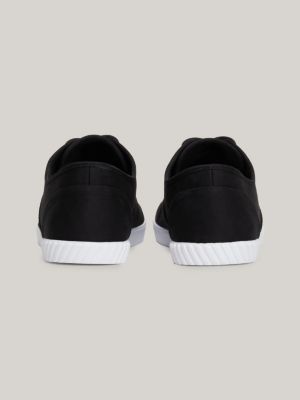 sneakers essential in tela con bandierina nero da donne tommy hilfiger