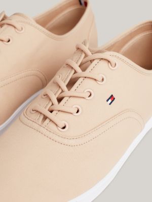 sneakers essential in tela con bandierina rosa da donne tommy hilfiger