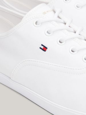 Essential Flag Embroidery Canvas Trainers | White | Tommy Hilfiger