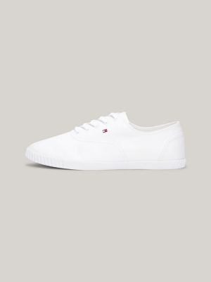 Essential Flag Embroidery Canvas Trainers | White | Tommy Hilfiger