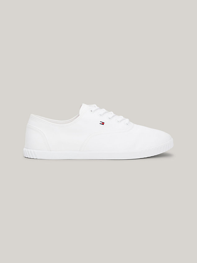 white essential flag embroidery canvas trainers for women tommy hilfiger
