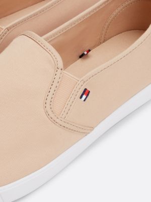 sneakers essential senza allacciatura in tela rosa da donne tommy hilfiger