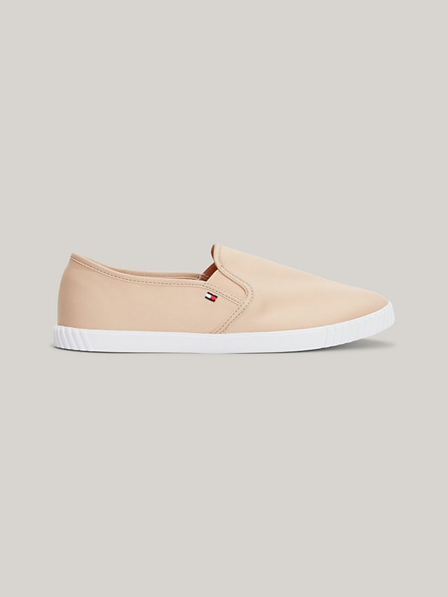 pink essential canvas slip-on trainers for women tommy hilfiger