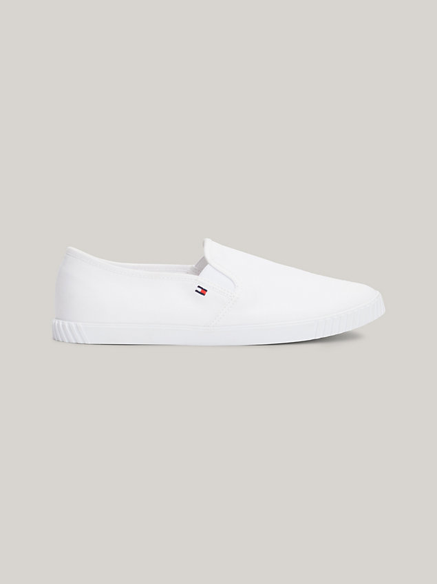 white essential canvas slip-on trainers for women tommy hilfiger