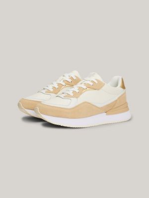 TH Monogram Leather Runner Trainers | Beige | Tommy Hilfiger