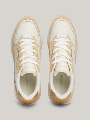 TH Monogram Leather Runner Trainers | Beige | Tommy Hilfiger