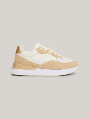 TH Monogram Leather Runner Trainers | Beige | Tommy Hilfiger
