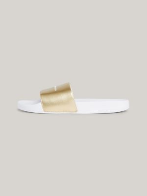 White and sale gold slides