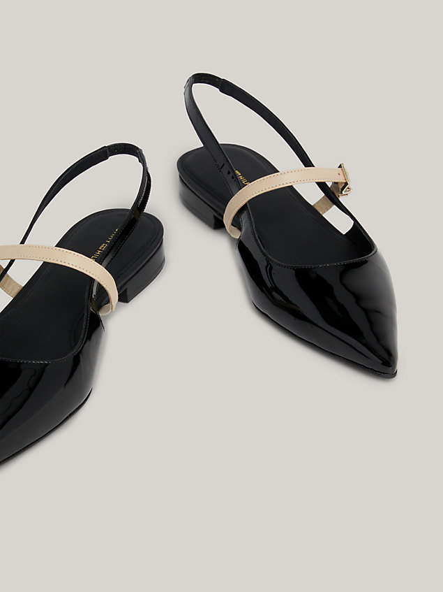 black buckle patent leather slingback ballerinas for women tommy hilfiger