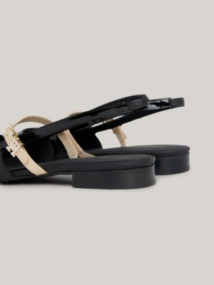 Buckle Patent Leather Slingback Ballerinas Black Tommy Hilfiger