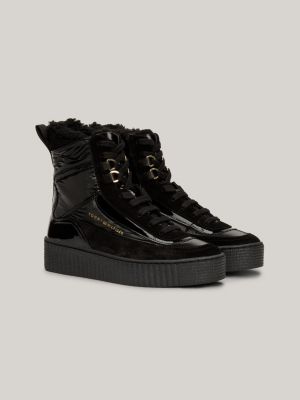 Suede Lace Up Snow Boots Black Tommy Hilfiger