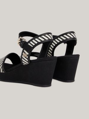 Tommy hilfiger platform hot sale sandals black and white